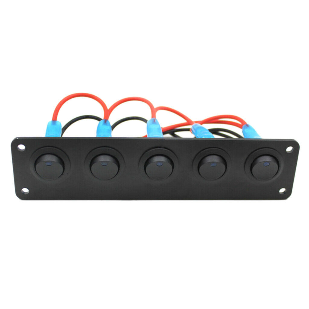 Marine Boat Rocker Switch Panel 5Gang Waterproof ON Off Toggle Switches