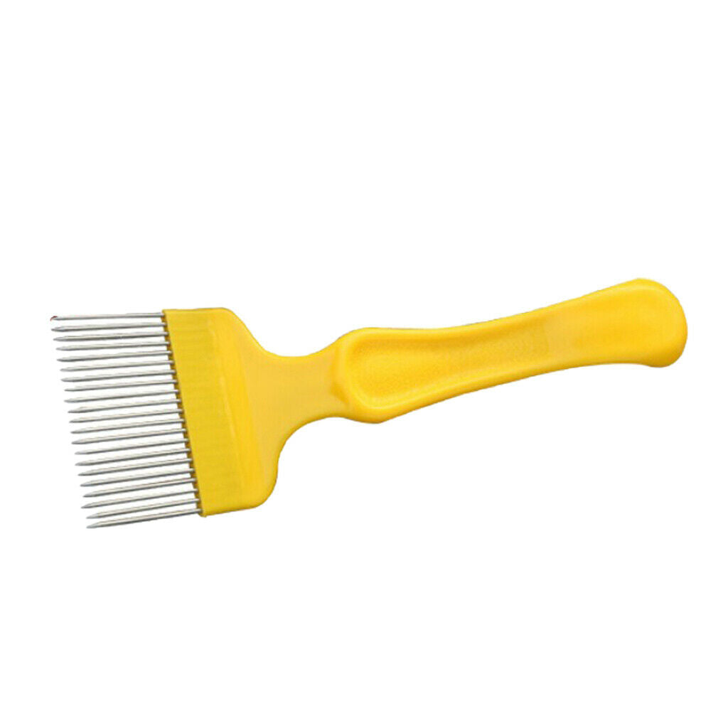 Stainless Steel Tines Uncapping Fork With Plastic Handle  21Pins Yellow