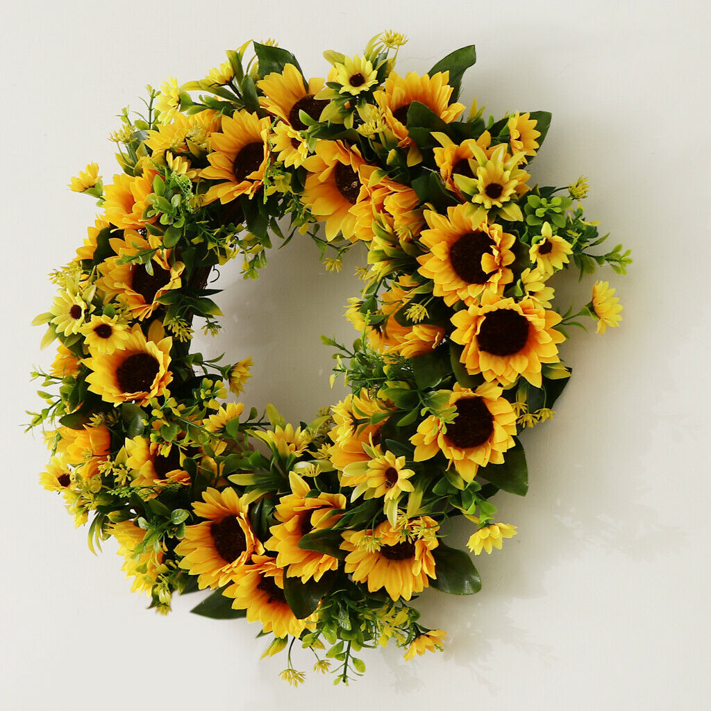 Sunflower Garland Crown Flower Wreath Thanksgiving Day Decor Wall Ornament