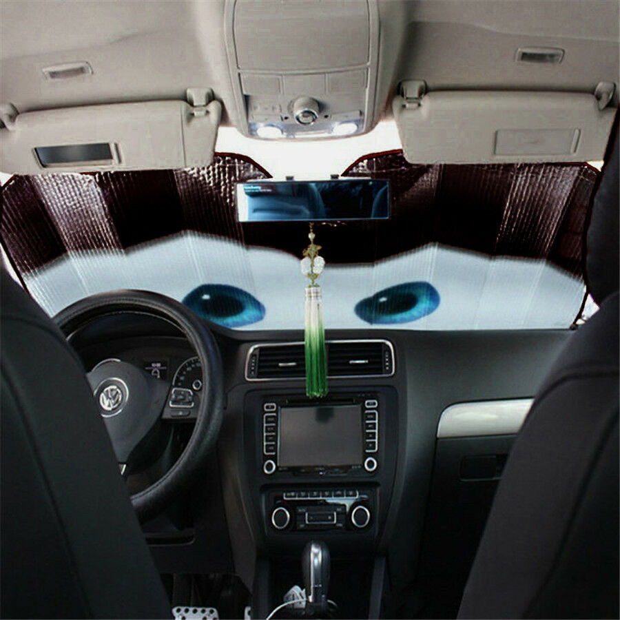 Aluminium Foil Cartoon Car Windshield Sun Shade Big Eyes Front Window Sun Visor