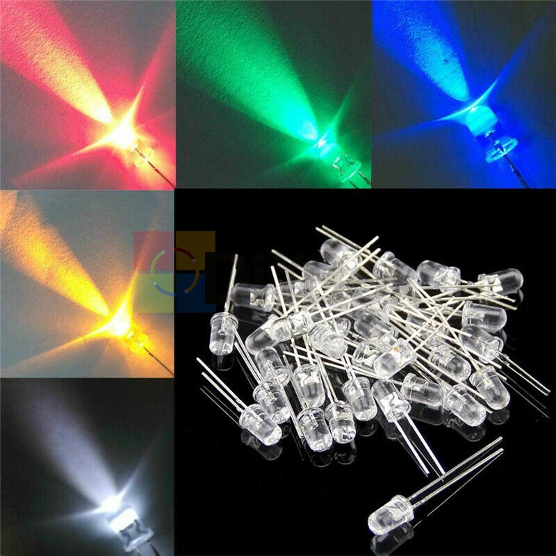1000Pcs 5mm Round Red/Green/Blue/Yellow/White Water Clear LED Light Diodes Kits