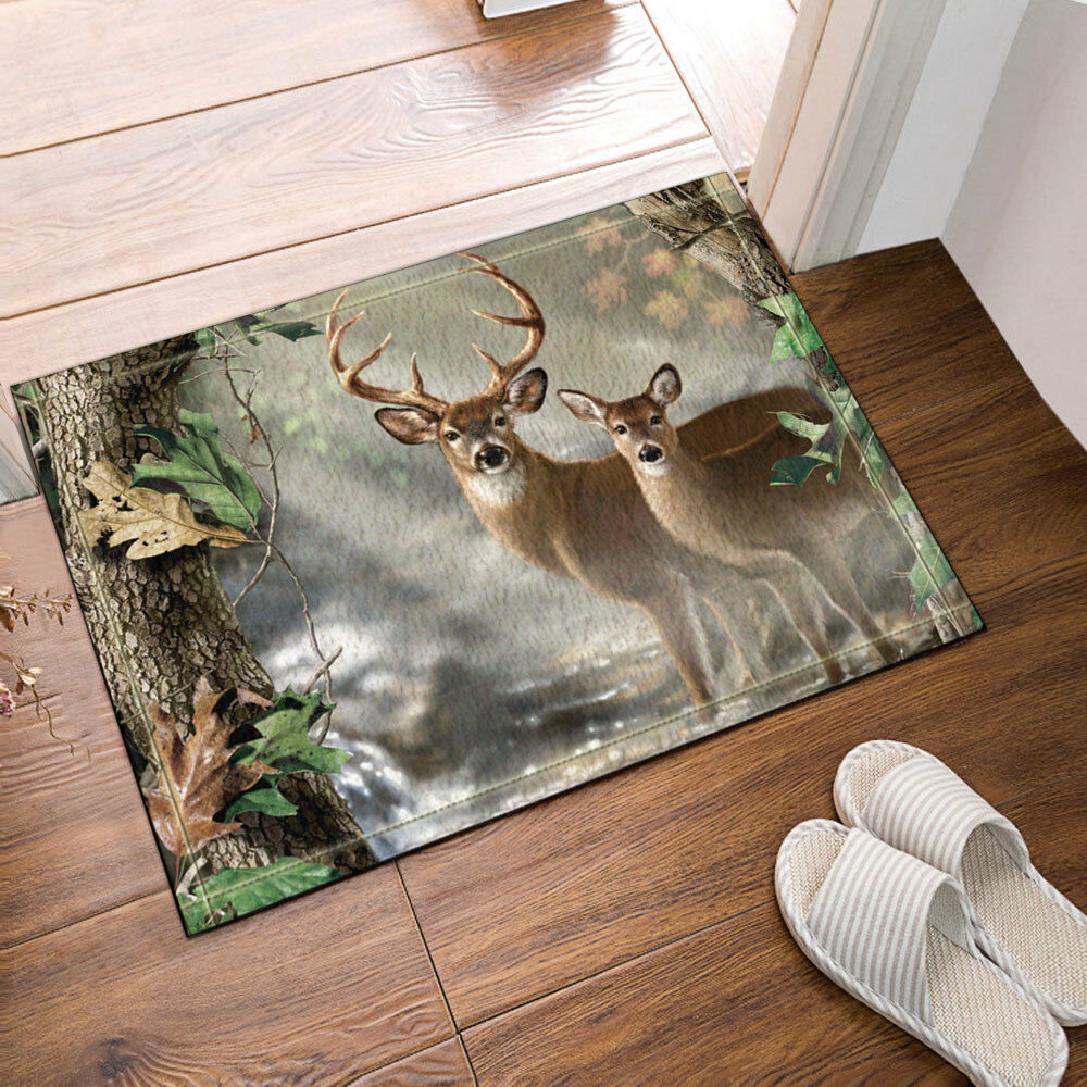 Deer In Foggy Forest Floor Rug Carpet Mat Bathroom Mat Non-slip Pad 40x60cm