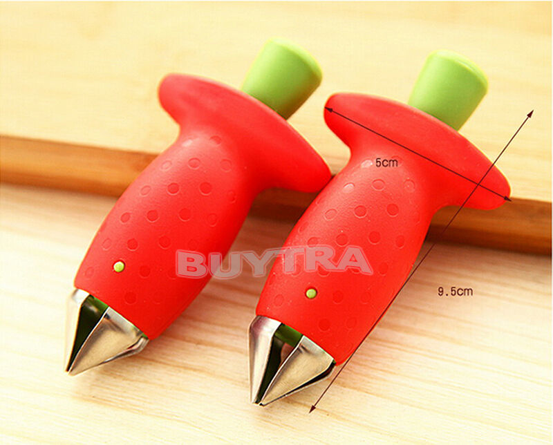Strawberry Berry Stem Gem Leaf Huller Remover Fruit Corer Slicer Cutter Split BD