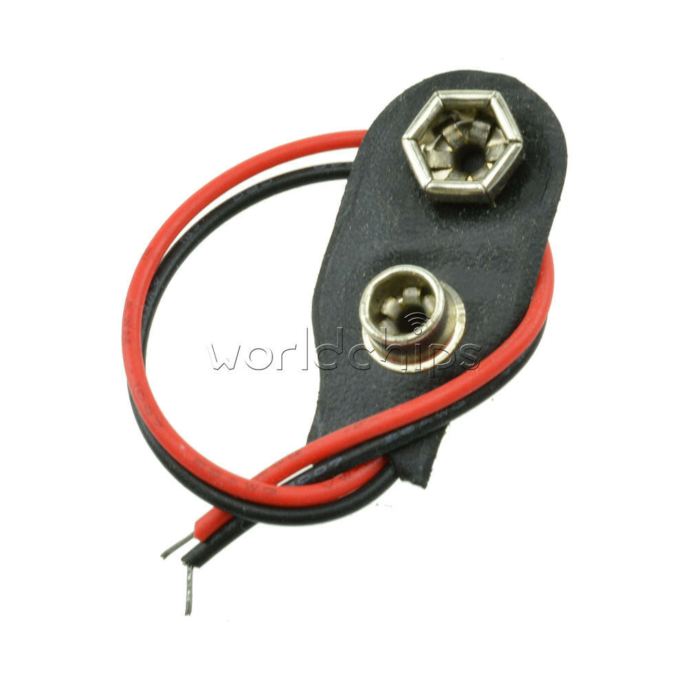 20Pcs Snap on 9V Battery Holder Clip Connector Hard Shell Cable Lead 10CM