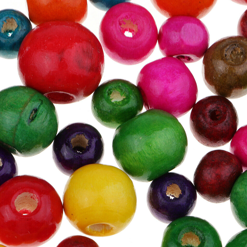 100 colored wooden round beads spacer beads wooden beads DIY