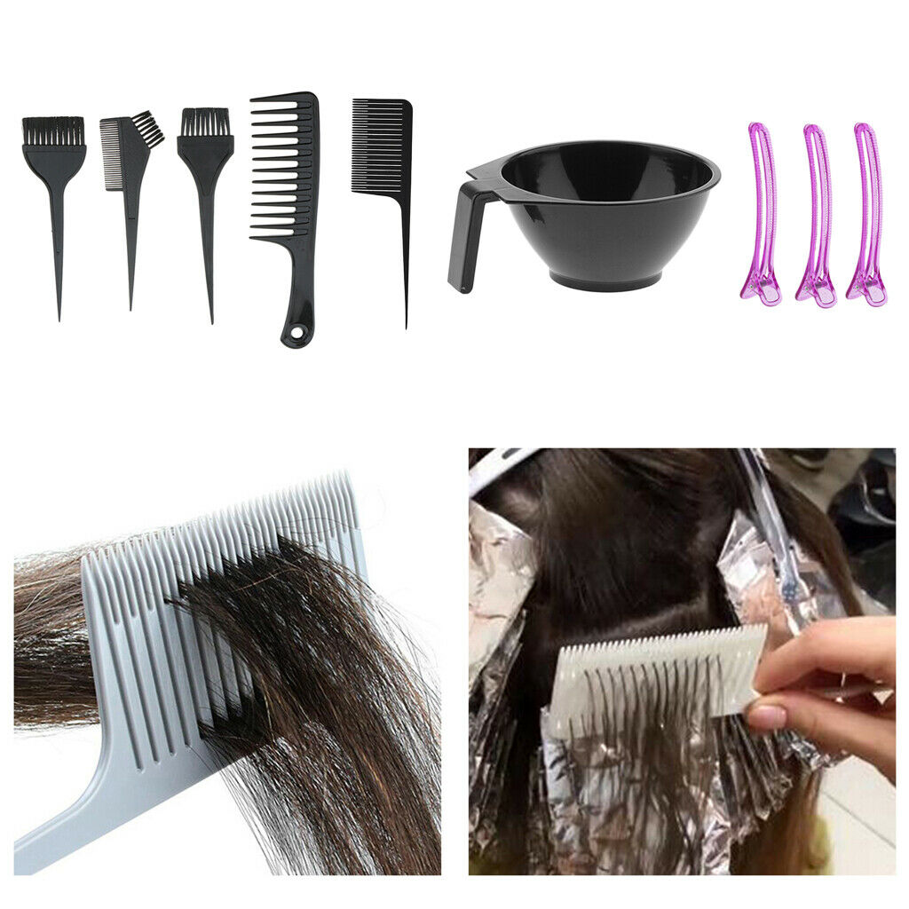 9Pcs Hair Coloring Mixing Bowl Bleaching Dyeing Kit Salon Beauty Comb Tool