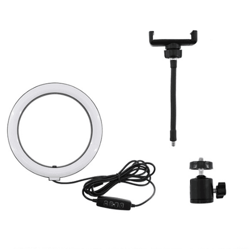 10" Portable LED Ring Fill Light Studio Photo Video USB Dimmable Lamp Selfie Set