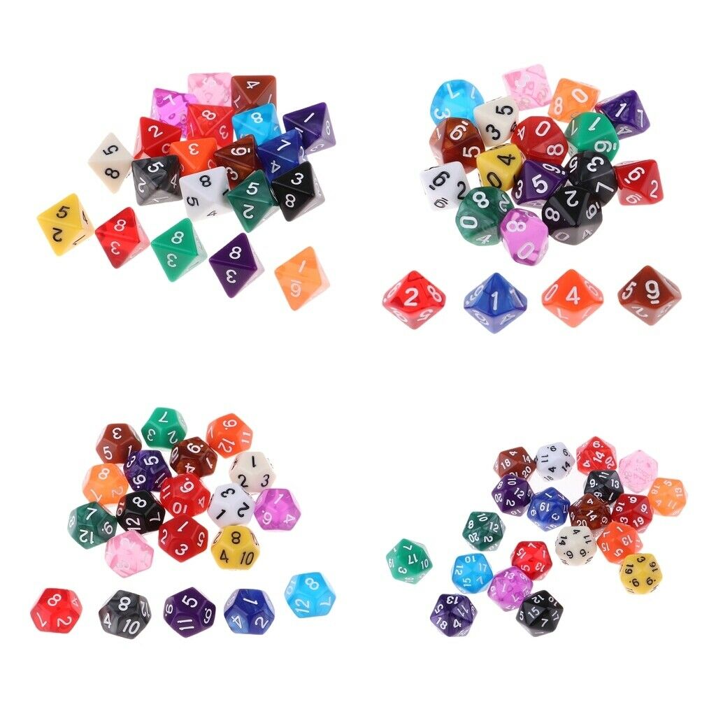 40 Pieces Dice Set DND Role Playing Game D8 D10  Table Games Supplies