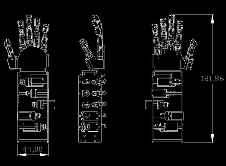 5 DOF 5 Fingers Humanoid Manipulator Arm Right Hand + 5pcs Servos DIY for Robot
