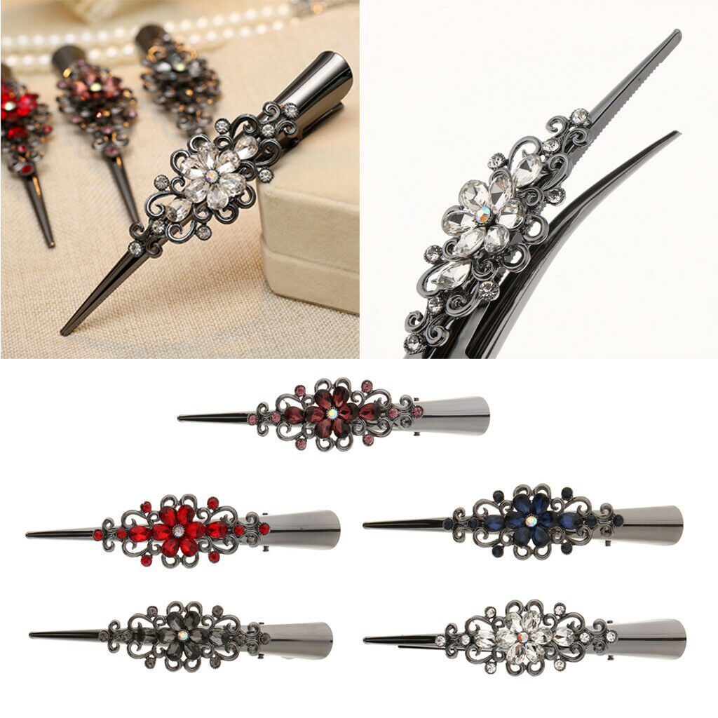 2X Girls Crystal Hair Alligator Clips Crocodile Hair Clasp Hairpin New Black