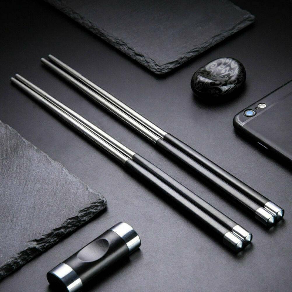 1 Pairs Japanese Chopsticks Set 304 Stainless Steel Reusable Travel Chop Sticks