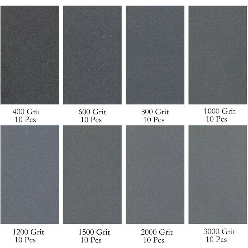80 Pcs Assortment 9X3.6 Inch Silicon Carbide Grit for Metal Sanding Wood FurniB1