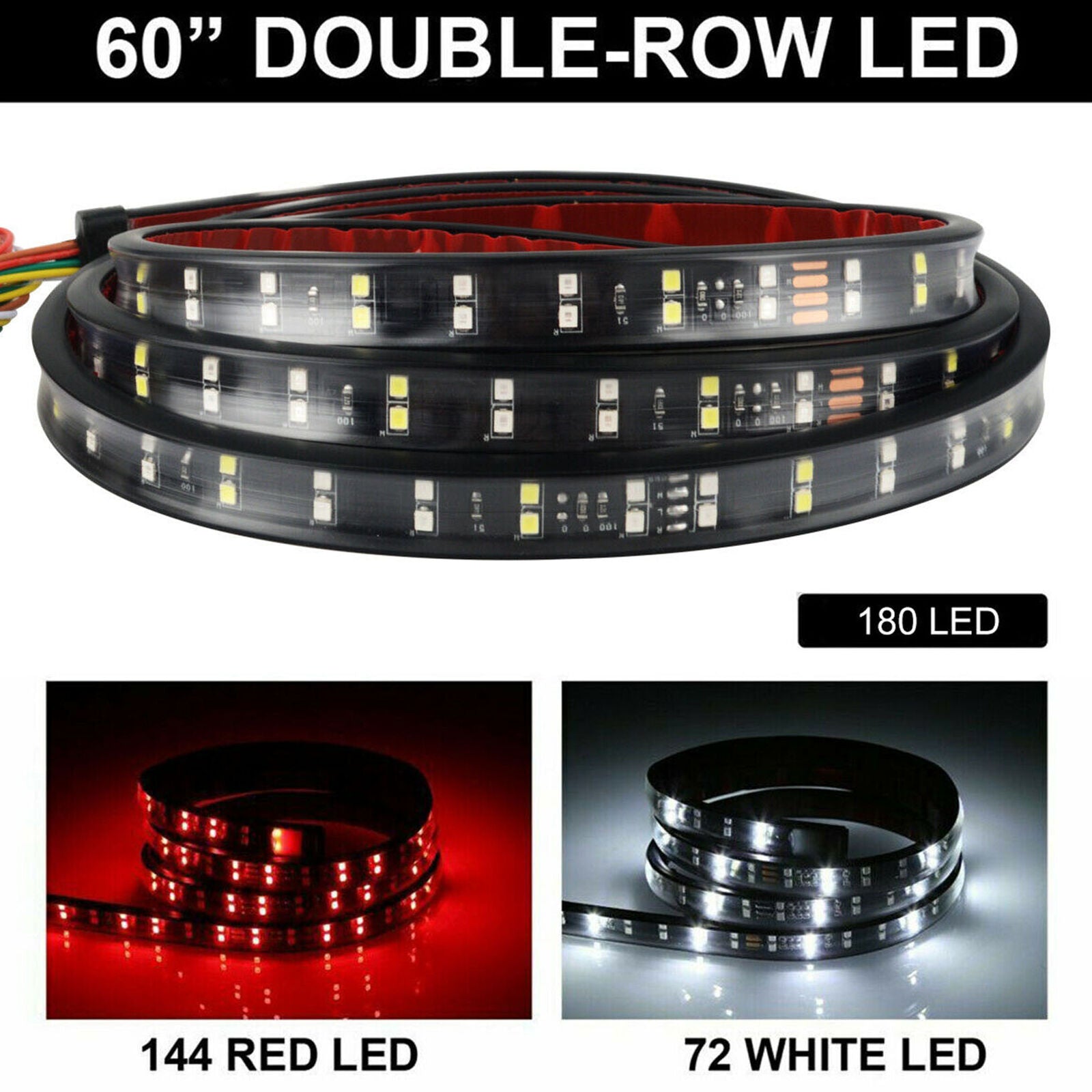 60" 2-Row LED Truck Tailgate Light Bar Brake Reverse Turn Signal Stop Tail Strip