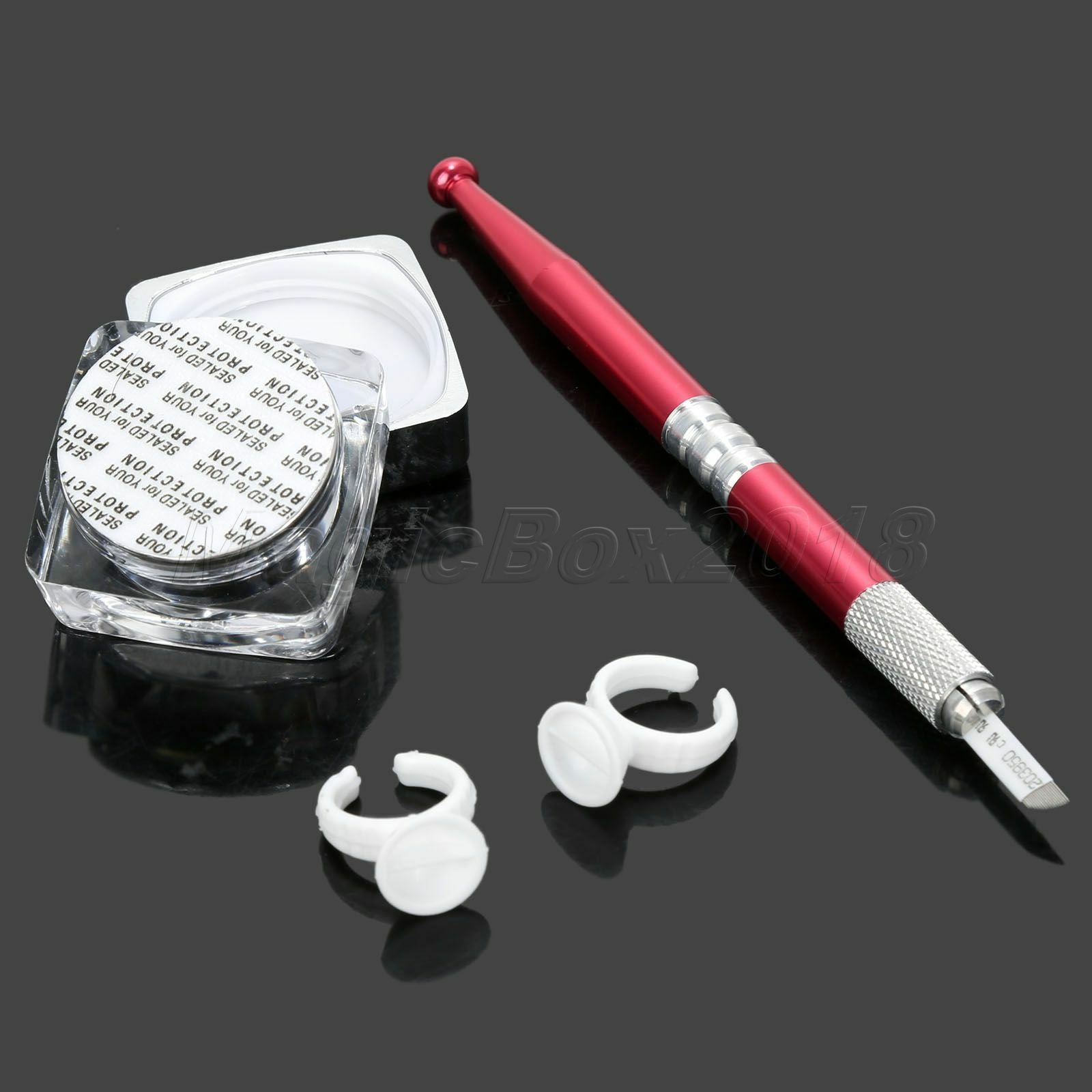 Permanent Eyebrow Makeup Kit Microblading Pen Tattoo 17 Needles Pigment Ink Caps