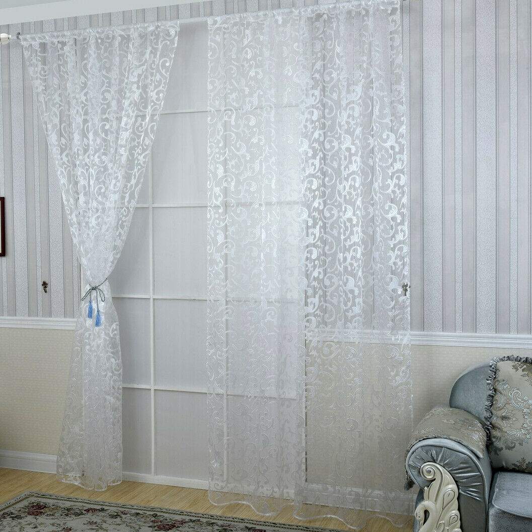2x 100*200cm Modern Jacquard Window Treatment Curtain Door