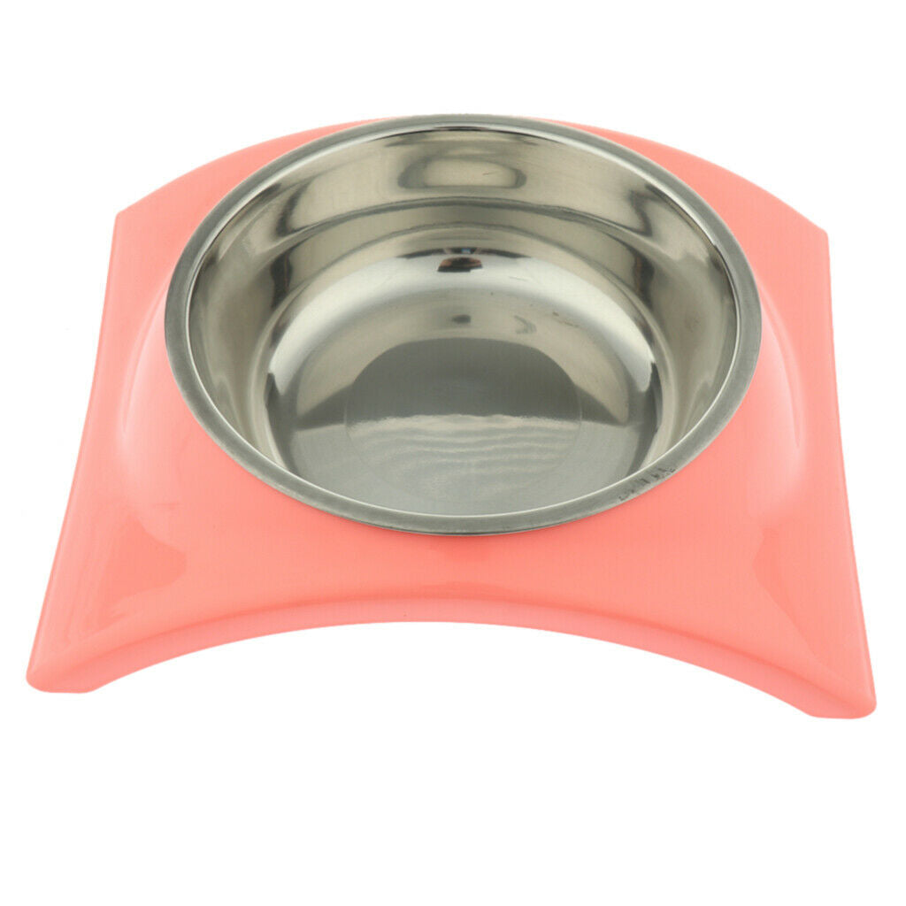 Pet Dog Dual-Use Food Bowl Pet Slip and Leakproof Bowl Stainless Steel Pink