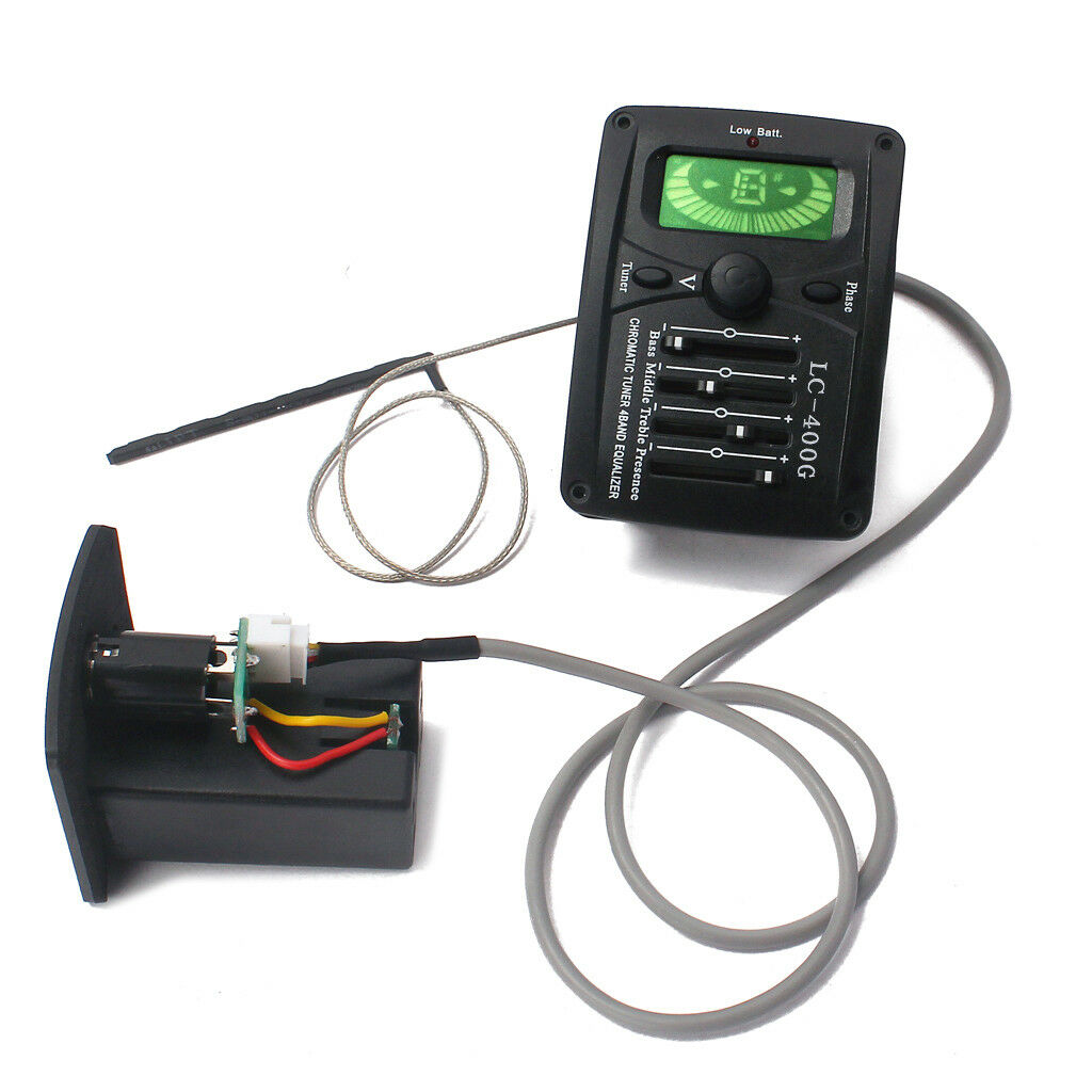 4-Band EQ Equalizer Acoustic Guitar Preamp Piezo Pickup with LCD Tuner Accs