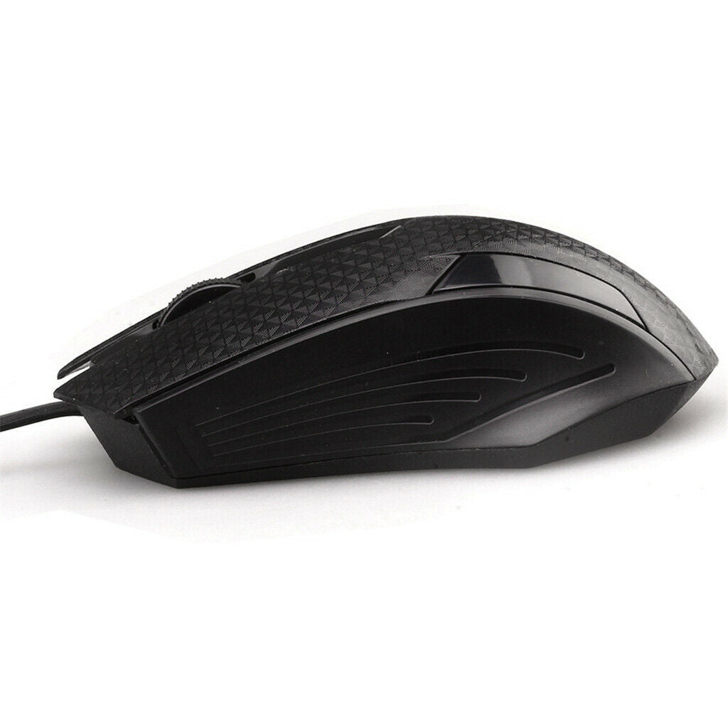 1000dpi USB Wired Optical Mouse 3-Button Gaming Mic for Computer Black