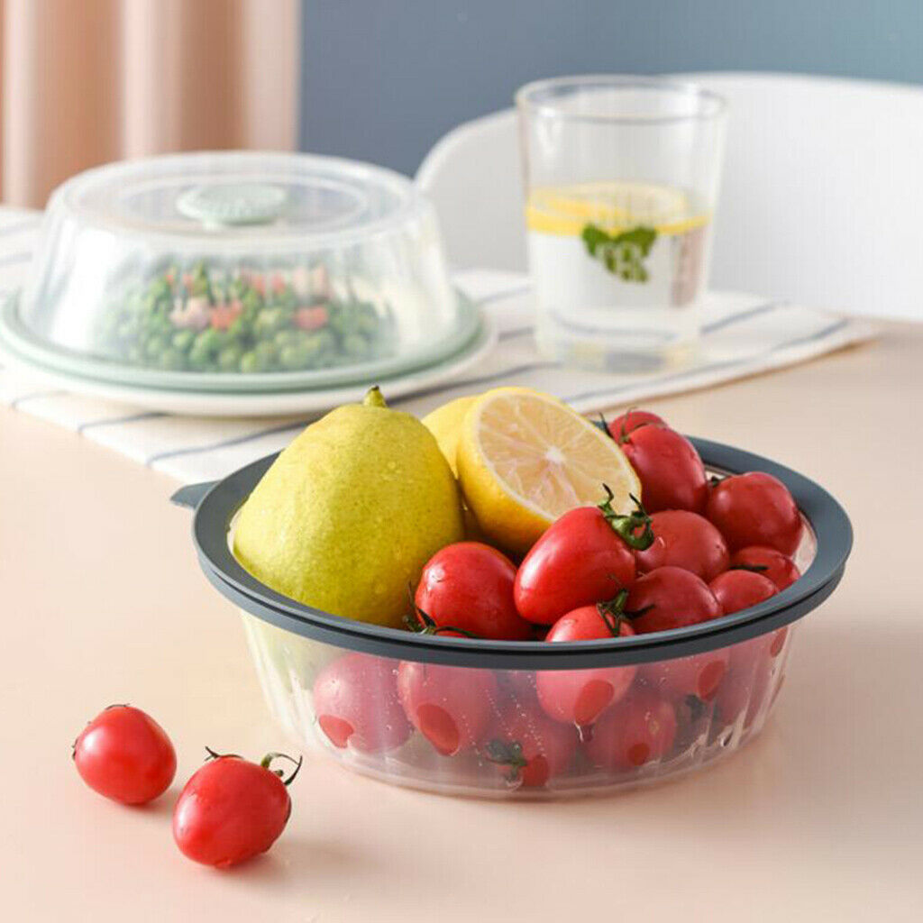 2X Vacuum Air-tight Food Sealer Container Bowl Platter Lid Covers Blue