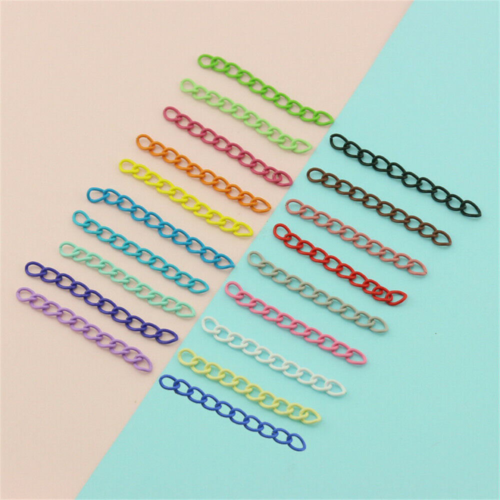 10 Mix Painted Extension Chains Iron For Bracelet Necklace DIY Jewelry Craft 5cm