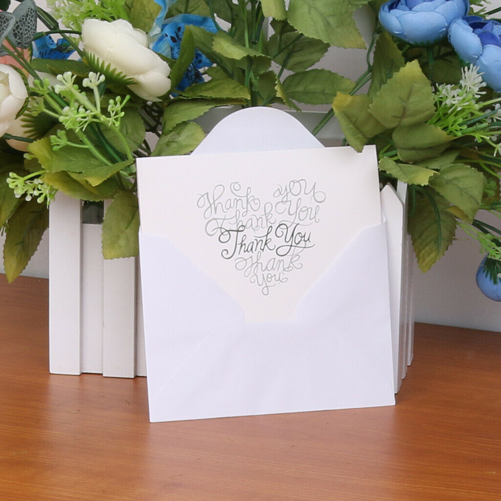 Package Of 50 White Paper Recycled Wedding Banquets Thank You, Heart Cards With