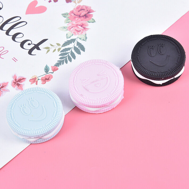 Cute Eraser Biscuit Cookie Modeling School Supplies Pink Blue Black Rubb.l8