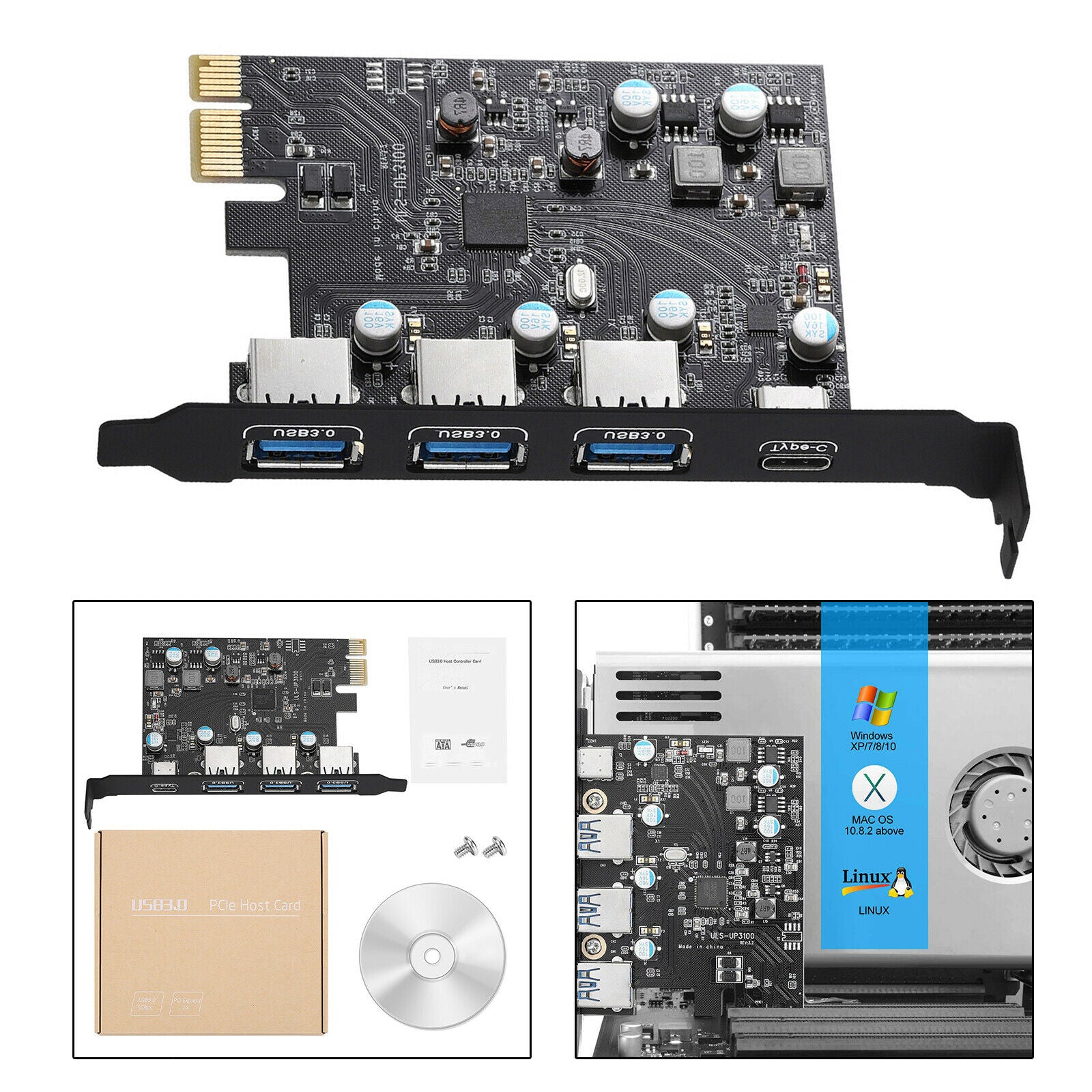 Type C(1) Type A(3 ) Super-Fast 5Gbps PCIe Build in Self-Powered Technology