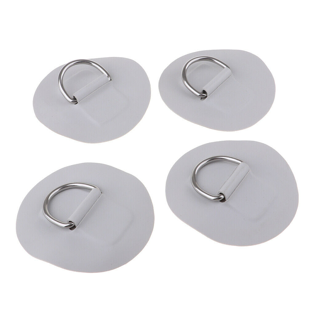 4 Pieces Stainless Steel D-ring Patch for Inflatable Boat Dinghy Kayak 7cm
