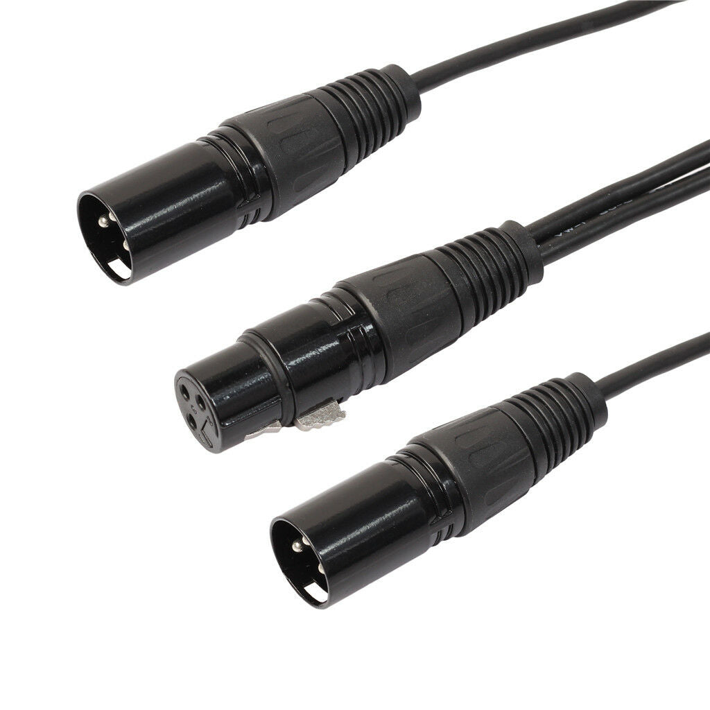 2X XLR 3Pin Female to 2 XLR Male Y Splitter Cable Adapter Converter Cord 1ft