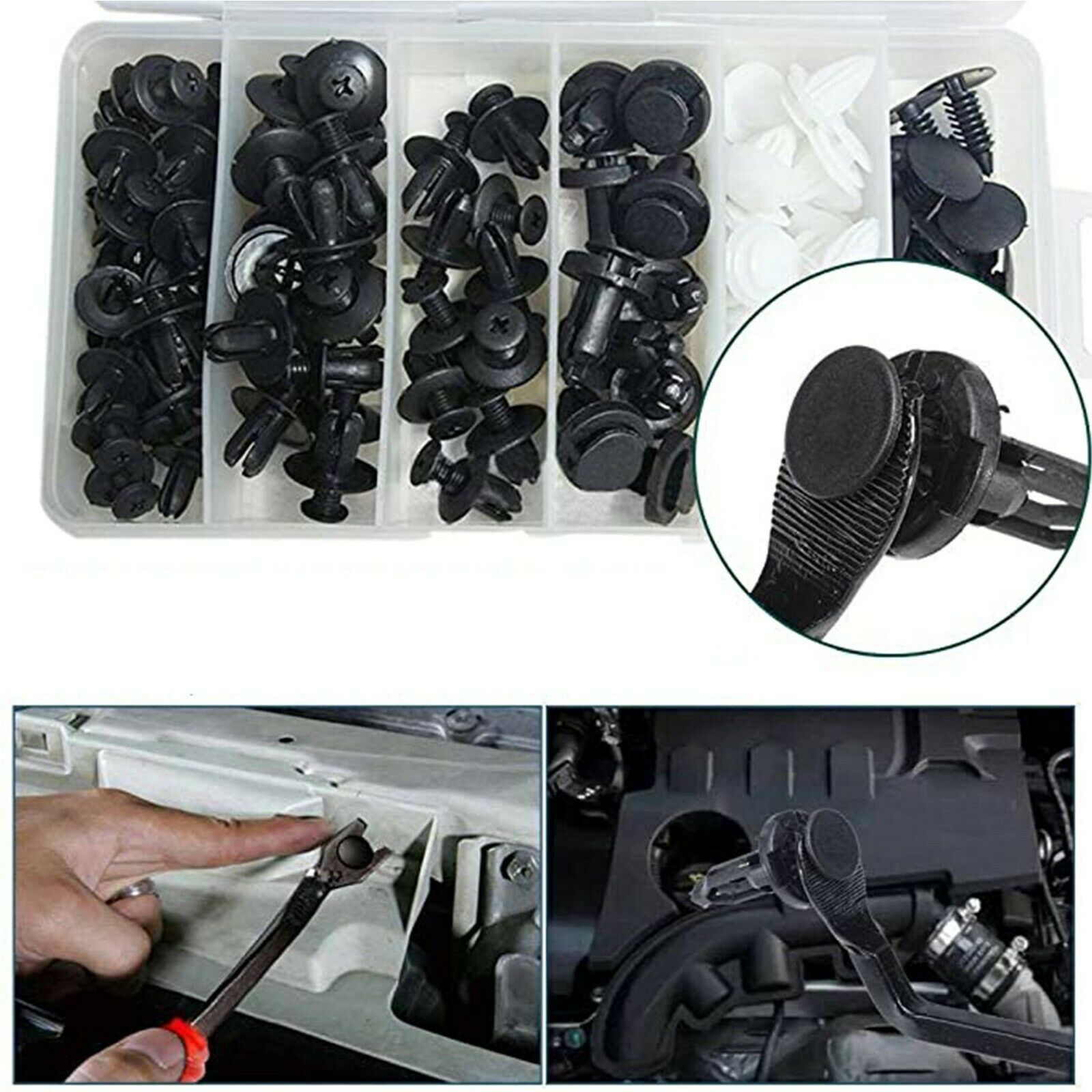 Universal Black Protective Clip For Automobile Tools With Storage Box 100PC