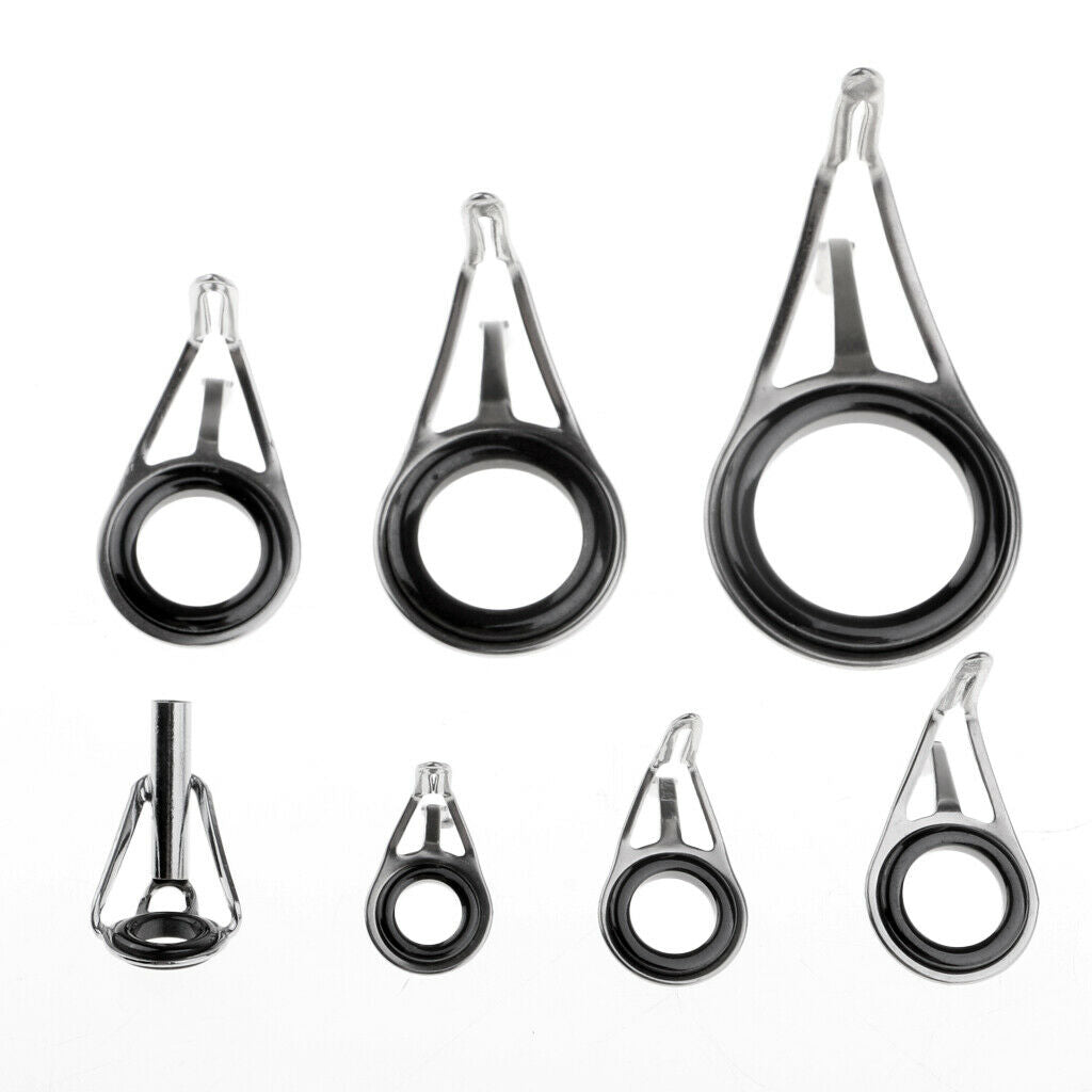7pcs Rod Repair Kit Fishing Rod Guides Tips Tops Double Leg Ceramic Ring
