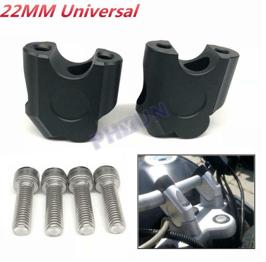 7/8" 22mm Motorcycle Handlebar Riser w/ Bolts Black CNC Aluminum Alloy Universal
