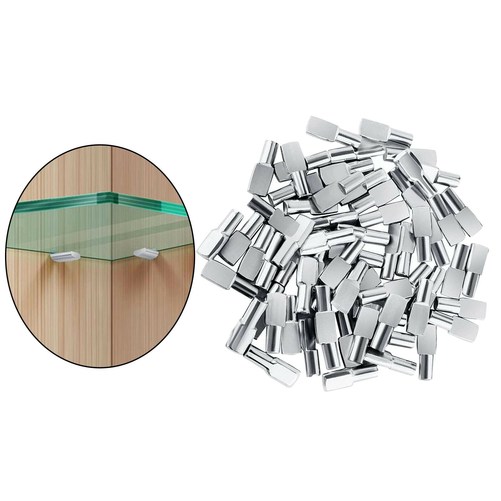 60x Shelf Pegs Nickel Plated Cabinet Fixed Shelf Pins Bracket Support Pegs