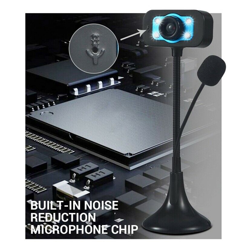2X(Web Camera USB High Definition Webcam 4 Led Web Cam with MIC Desktop forU9R8)