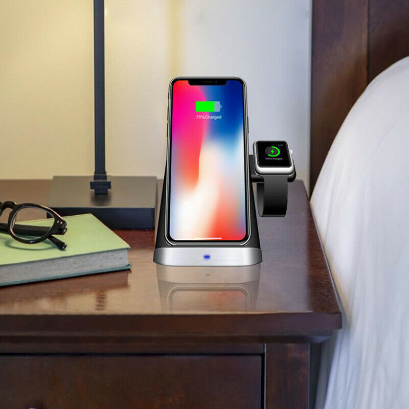 3 in 1 Wireless Fast Charging Station Charger Stand for iWatch Phone Home office