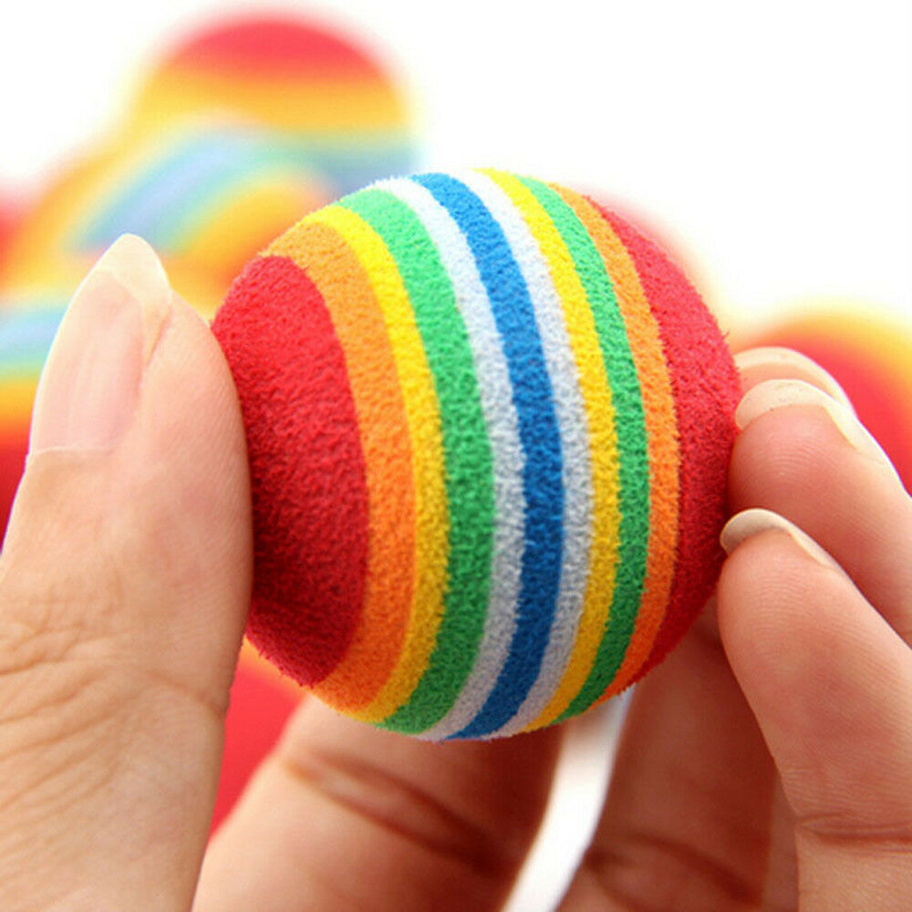 6pcs Multicolor Pet Cat Kitten Soft Foam Rainbow Play Balls Activity Toys Fun