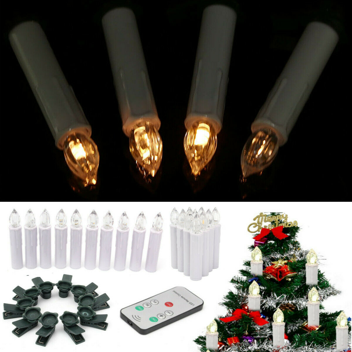 Electric LED Candles Flickering Flameless Battery Candle Light Remote Control