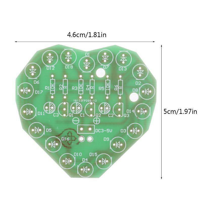 1Set Love Heart Shaped Colorful LED Flash Light Kits DIY Electronic Repair Parts