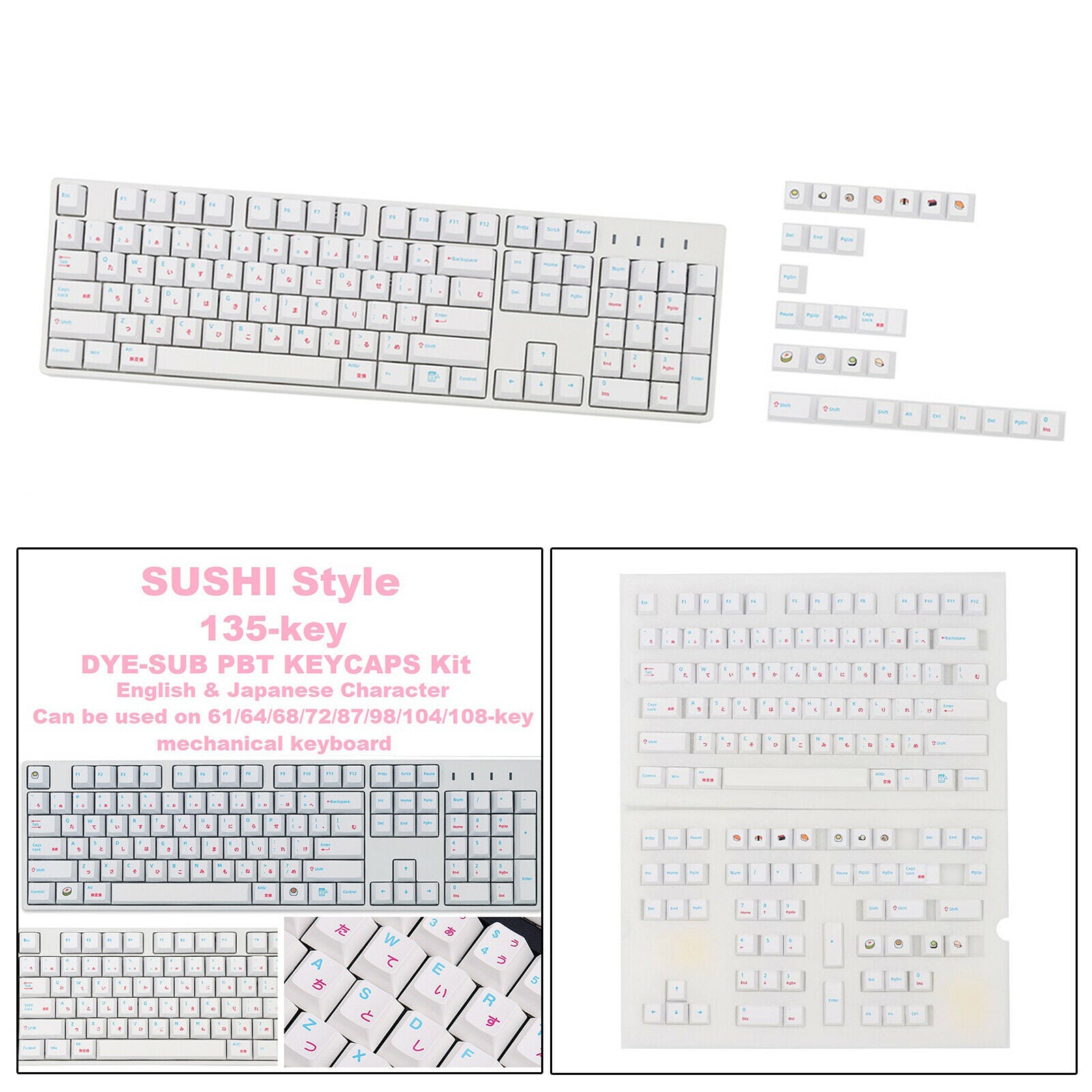 135 Keys Keycaps Set DIY for Cherry MX Mechanical Keyboard DIY Accessories