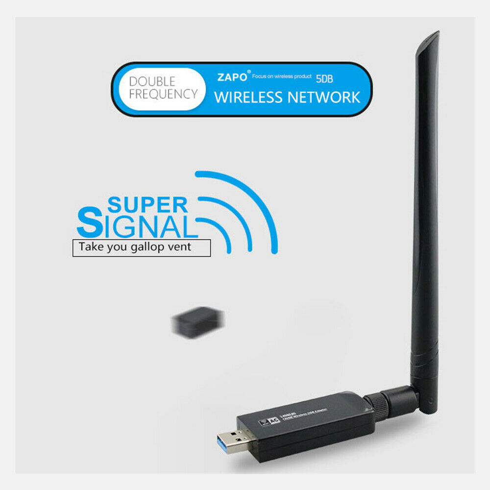 RTL8812AU Chipset 1200Mbps 5GHz Wireless AC WiFi USB Adapter Dongle Antenna