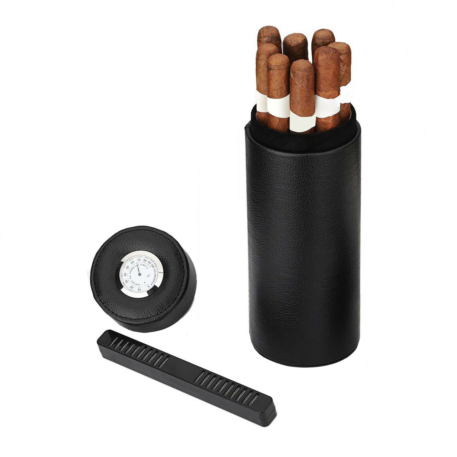 Portable Leather Cigar Humidor Hold 5-8 Cigars Carrying Holder Gift for Men