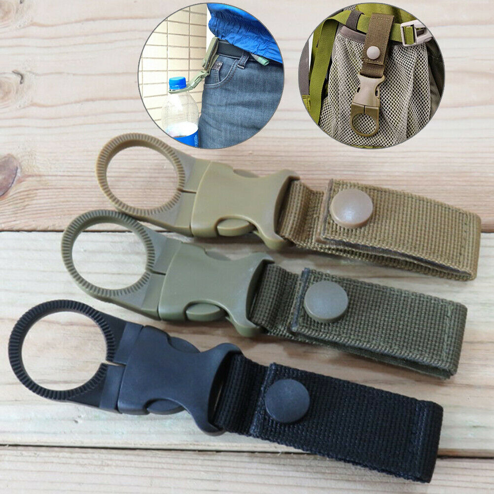 2*Outdoor Durable Water Bottle Holder Carabiner Clip Camping Hiking Buckl.l8