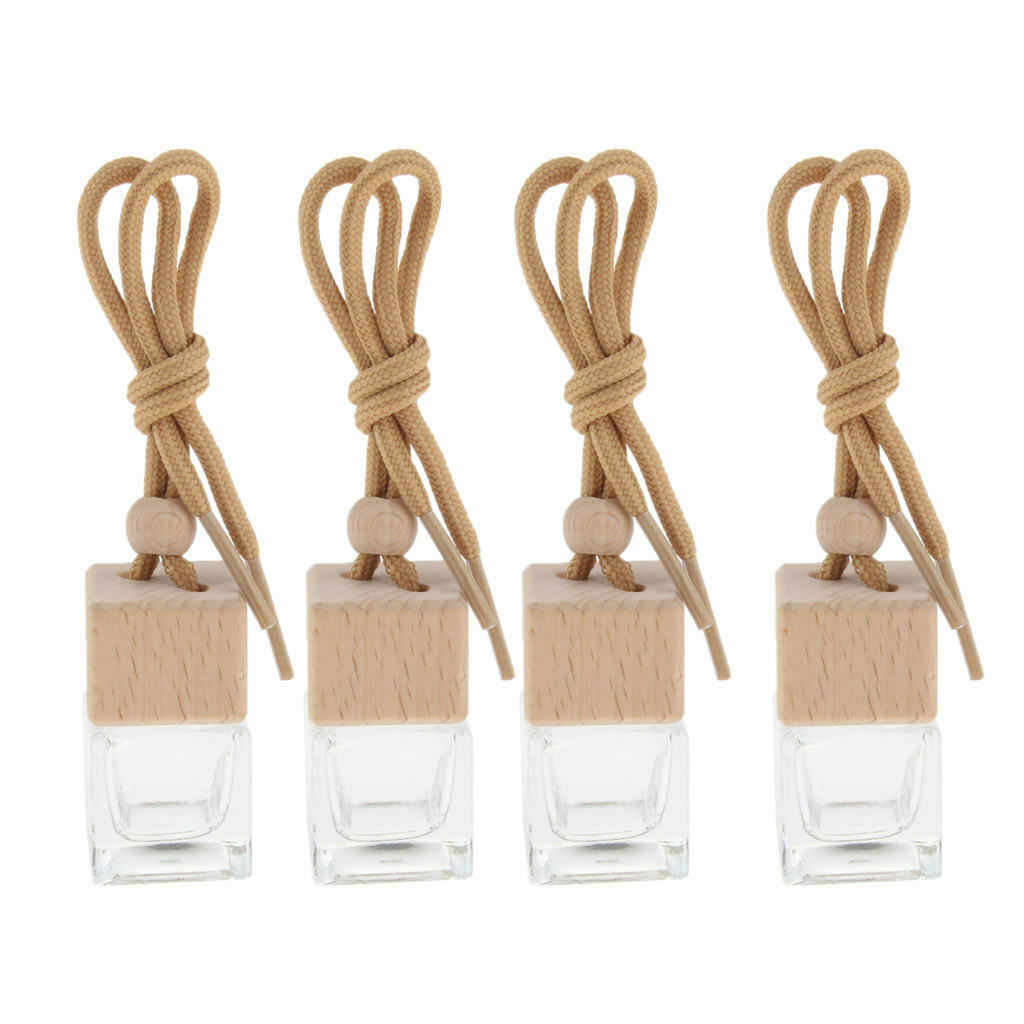 4Pcs Empty 6ml Car Hanging Perfume Vials Charm Decor Essential Oils Bottle