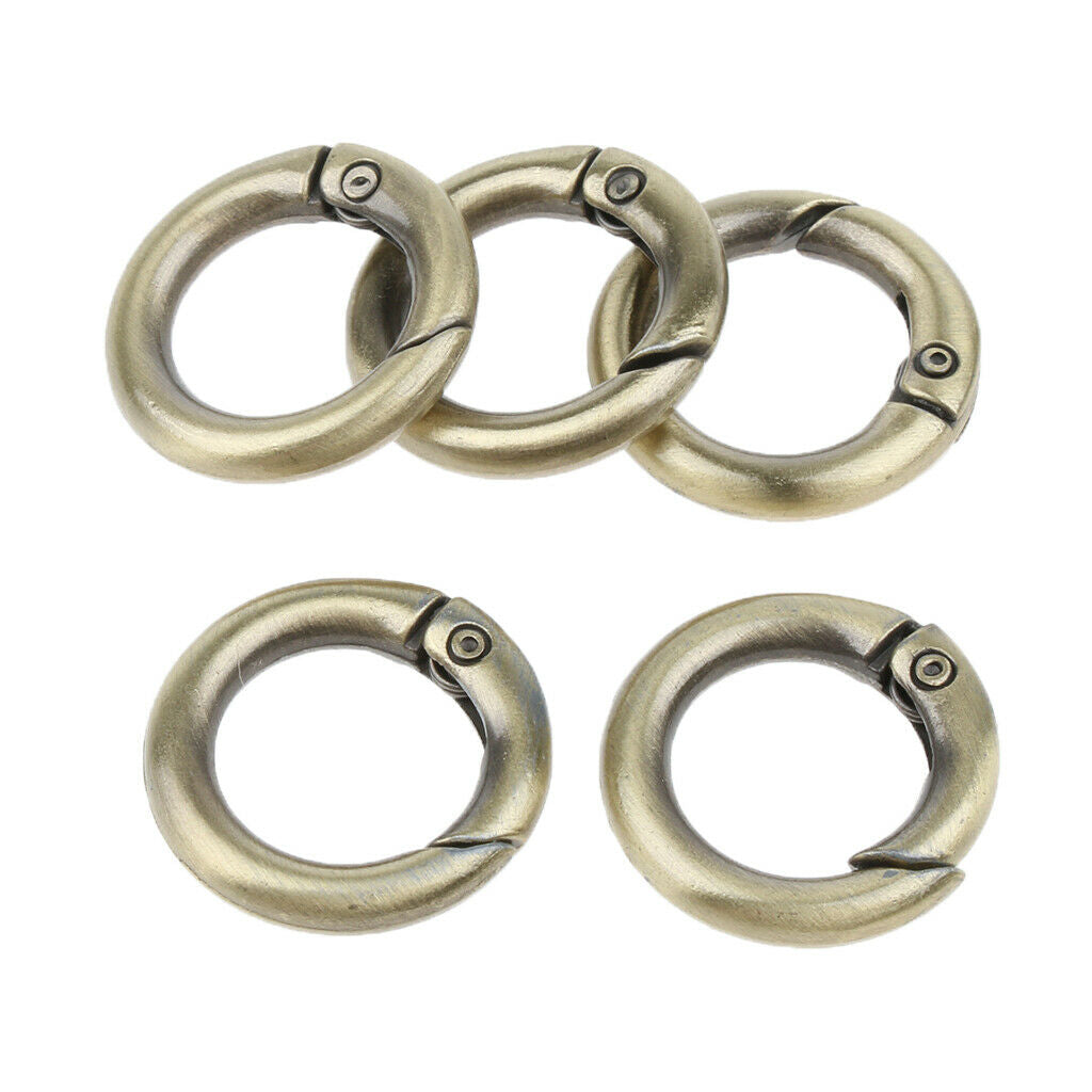 5 Pieces Zinc Alloy Round Spring Buckles Snap Hook Keychain Clip Brown 16mm