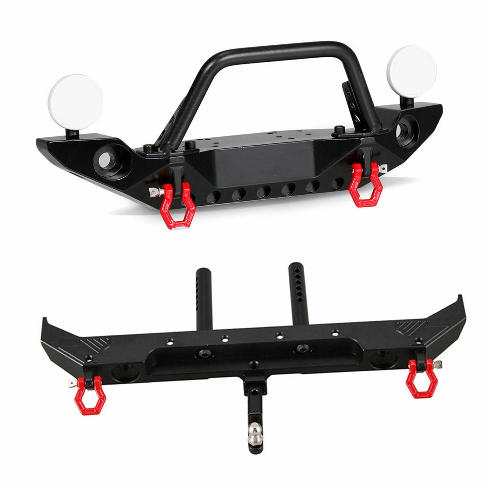 RC Front and Rear Bumper & 2 LED Lights for Axial SCX10 II AXI03007 Upgrade