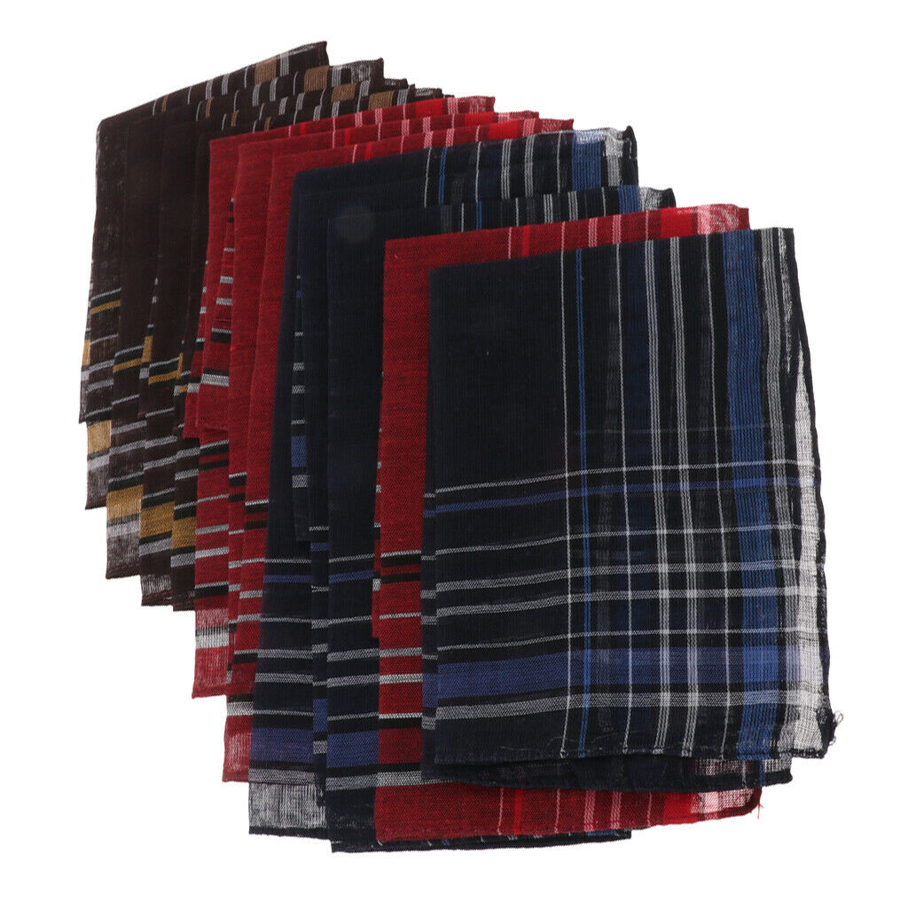 2X Pack of 12 Men Fashion Plaid Cotton Pocket Handkerchief Pocket Square Hanky