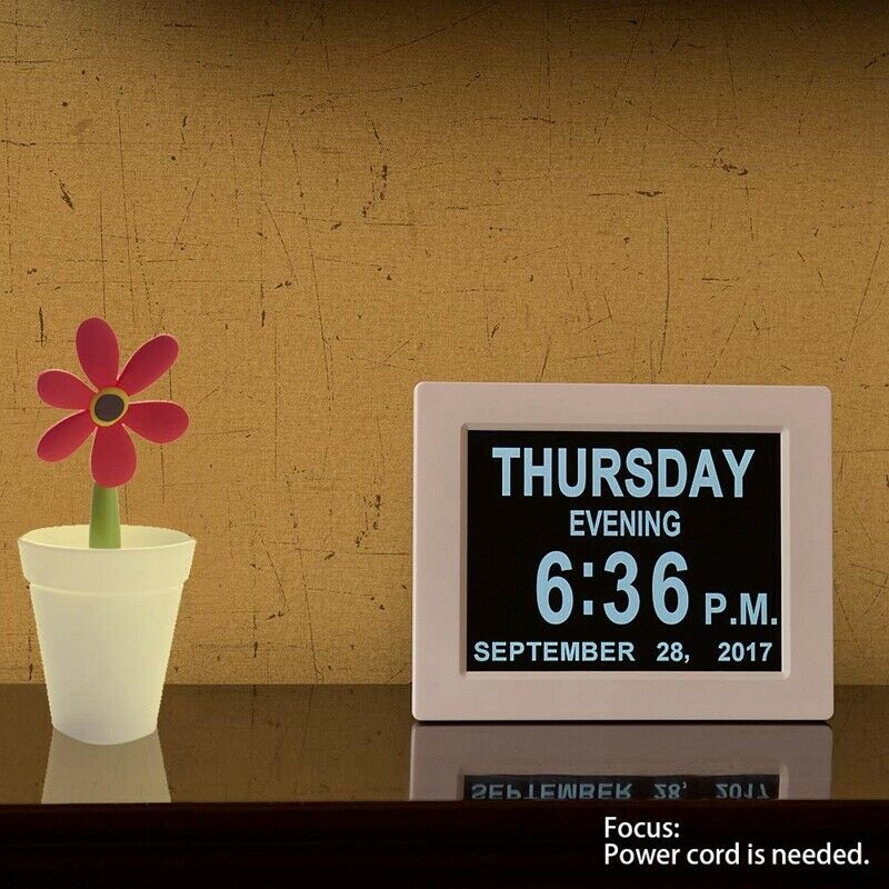 Digital Calendar Alarm Day Clock - with 8 inch Large Screen Display, Am Pm,W6Q4