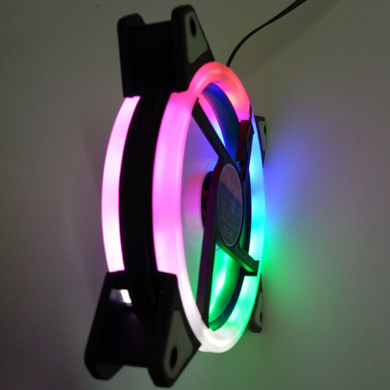 120mm White LED Cooling Fan 12V 4Pin to 3Pin RGB Computer Case PC CPU Heatsink!
