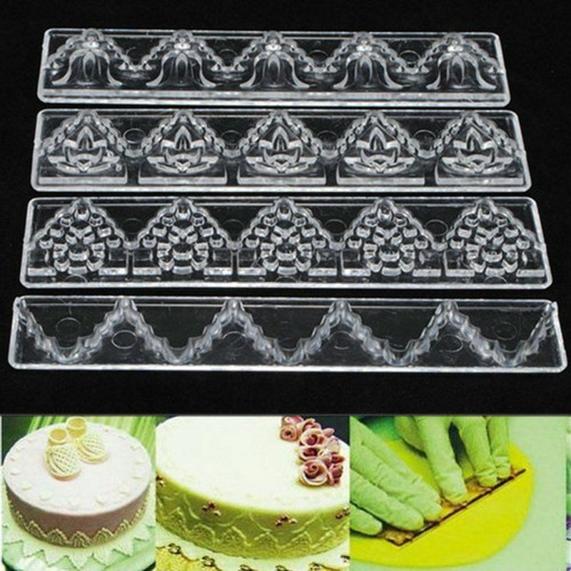 4 Stücke Spitze Form Zucker Fondant Textur Kuchen Dekorieren Backwerkzeu- .l8