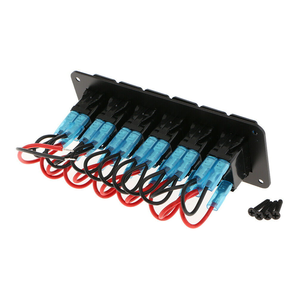 6 Gang Rocker Resetting Switch Panel 12/24V Circuit Breaker Car Marine Boat
